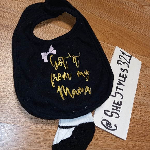 "Get it from my Mama" Bib & Ballet Socks Set - Picture 2 of 2